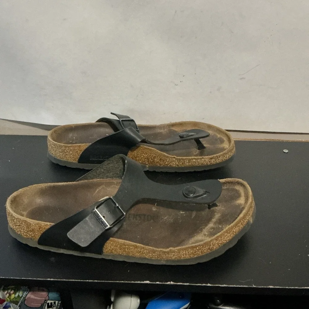 Birkenstock Gizeh Birko Flor Black Thong Sandals Mens 9 EU 42